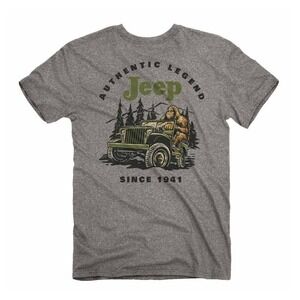 Jeep Authentic Legend Bigfoot Sasquatch Graphic T-Shirt Heather Gray Mens XL